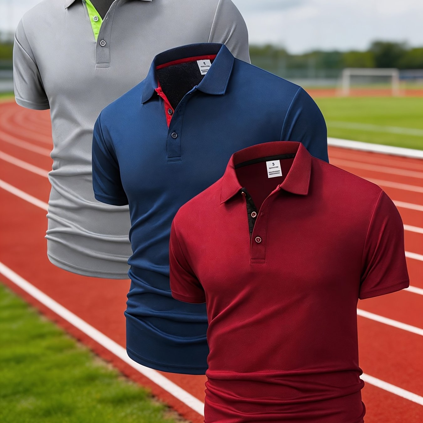 E-shop 3er-Pack Sommer-Poloshirts für Herren, kurzärmelig, einfarbig, Leinwandbindung, mehrfarbige Poloshirts, lässige Sportbekleidung Herrenoberteile,