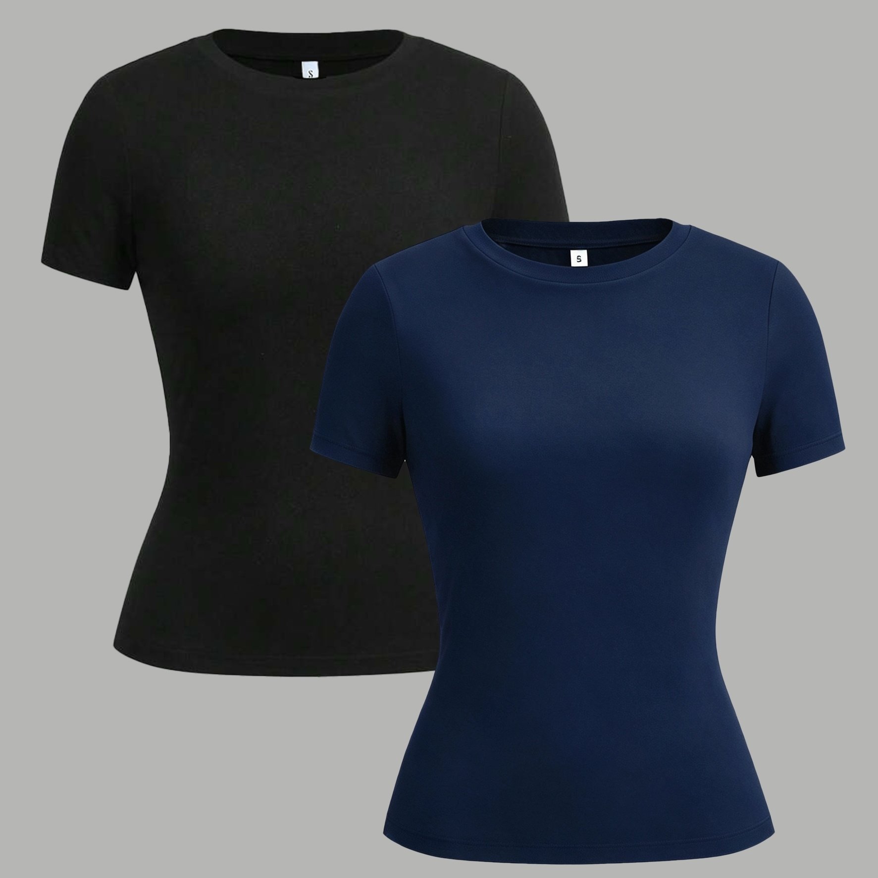 TEMU 2pcs Set, Fashionable Trendy Solid Multicolor Round Neck Short Sleeve Tops, Suitable For Spring Summer Autumn Casual Layering Wear