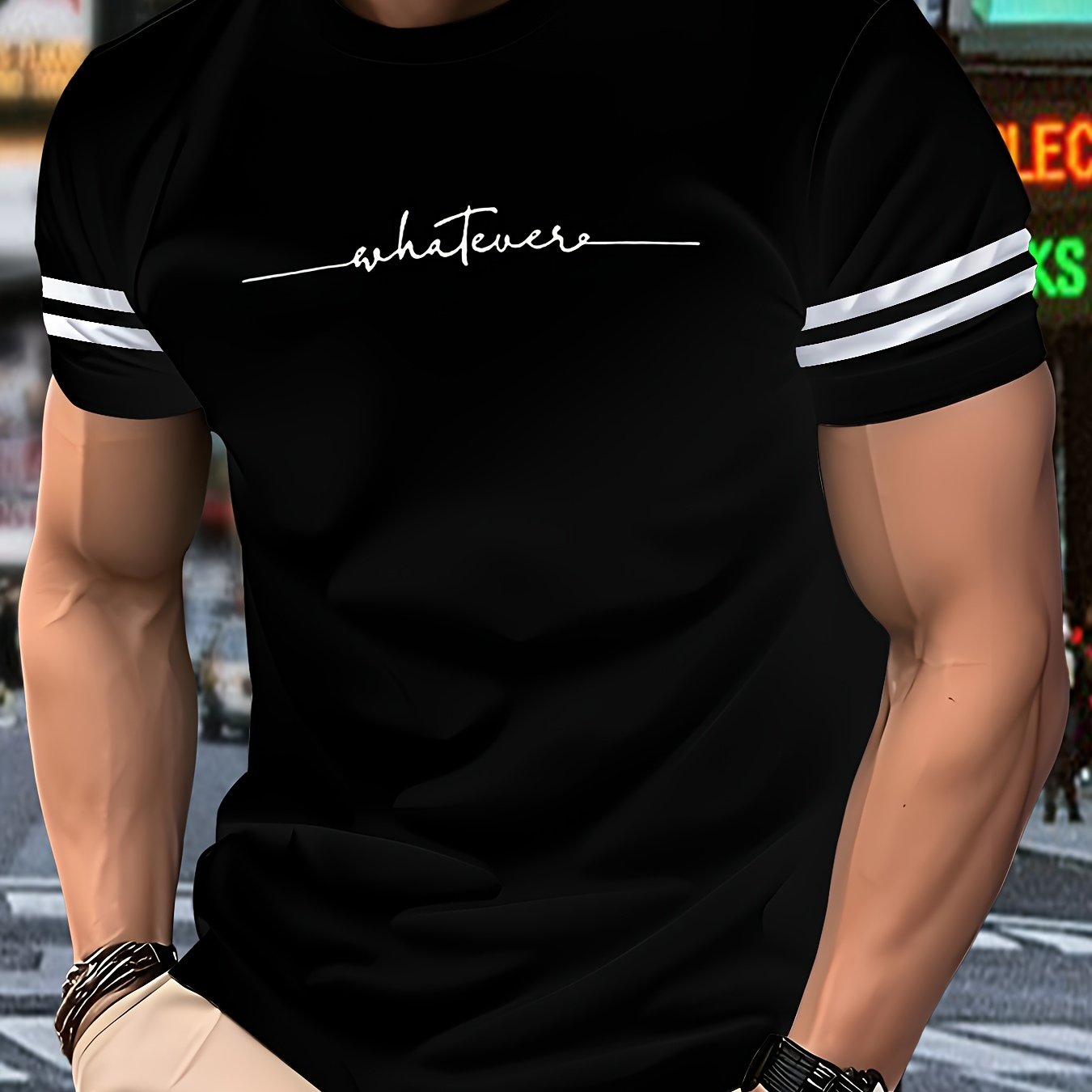 E-shop Herrenmode Freizeit T-Shirt - Leichtes Polyester, Rundhals Kurzarm, Maschinenwaschbar, Bequem für alle Jahreszeiten, Alltagskleidung. Rundhals