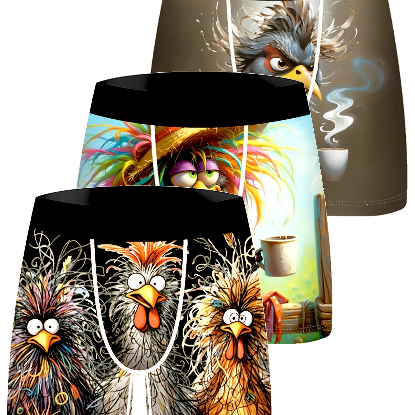 E-shop 3er-Pack Herren-Boxershorts - Atmungsaktiv, Bequem und Stilvoll mit Cartoon-Motivdruck, für Freizeitkleidung, Ideales Geschenk für Männer,