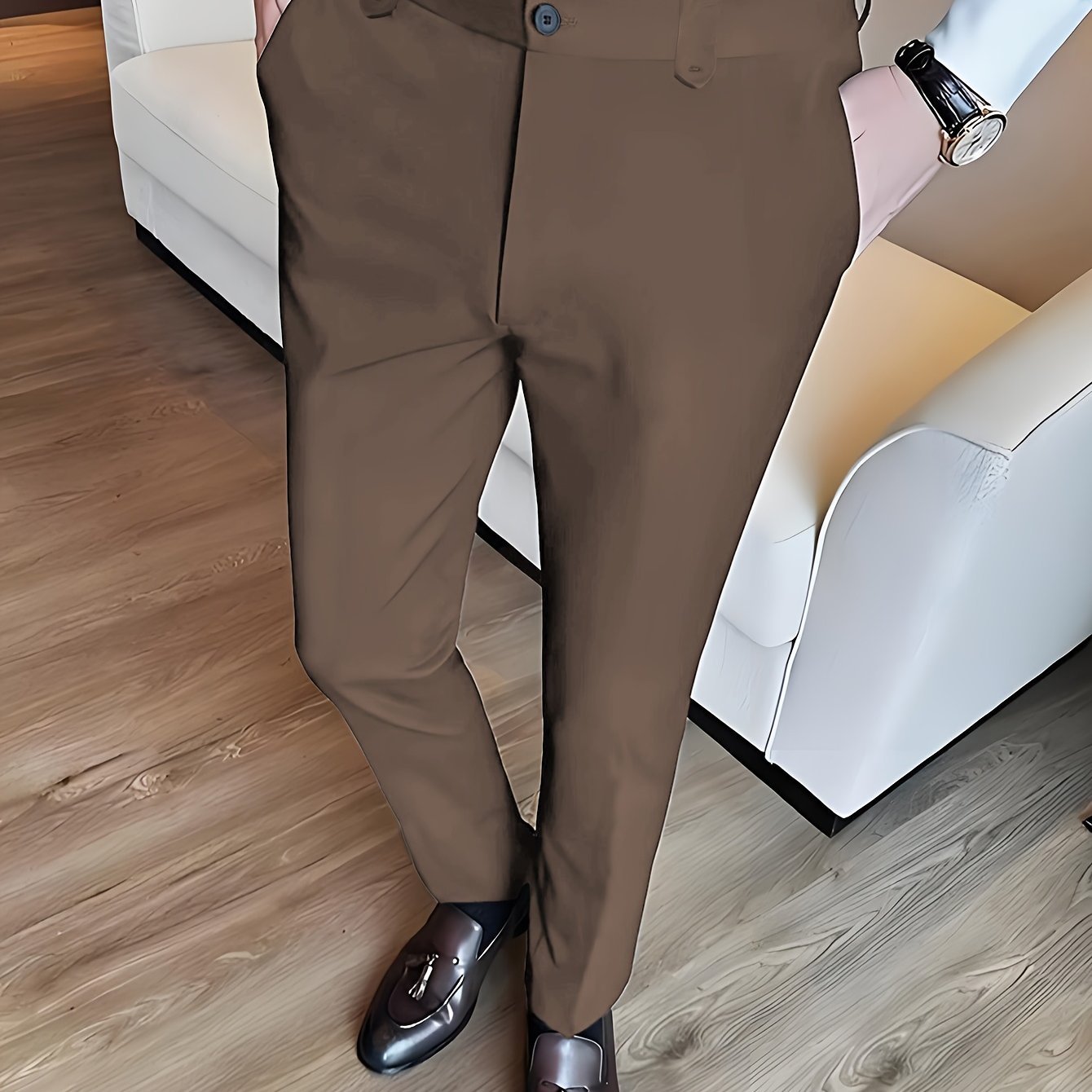 TEMU Men's Dress Trousers With Slant Pockets, Casual Suit Pants, Casual