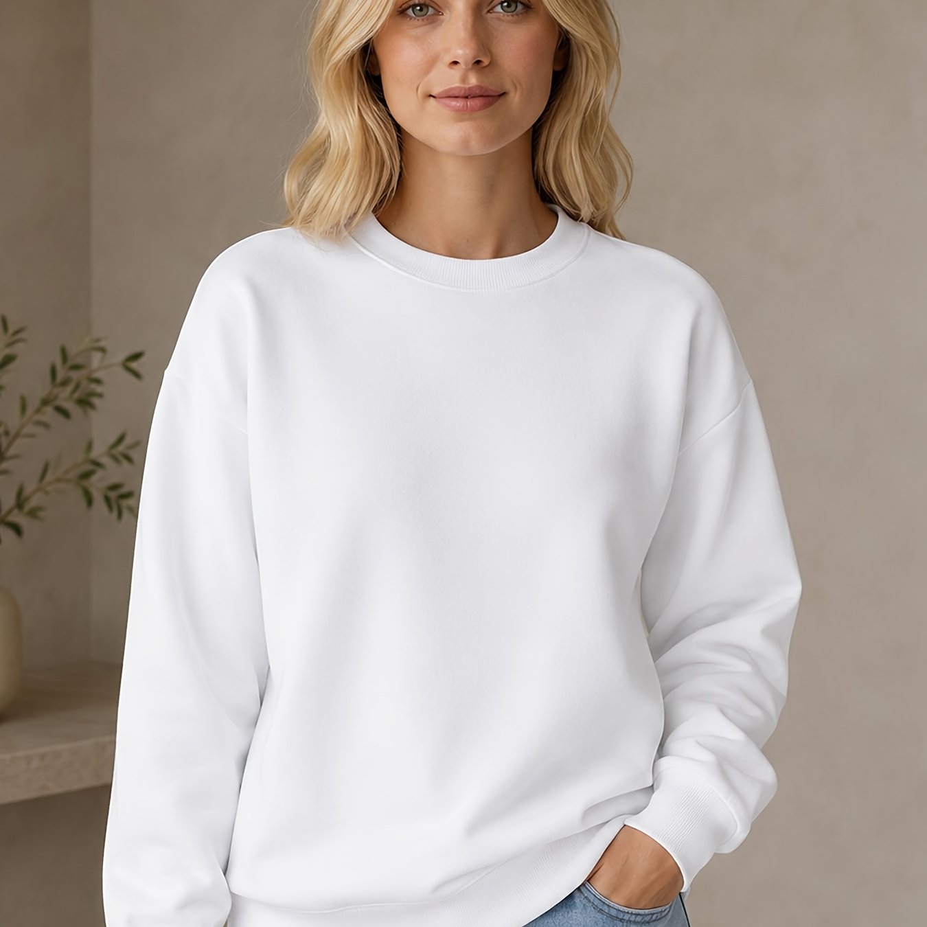Women's Retro Sweatshirt, Loose-fit Round-neck Pullover, Casual Retro Long-sleeve Top For Fall/winter