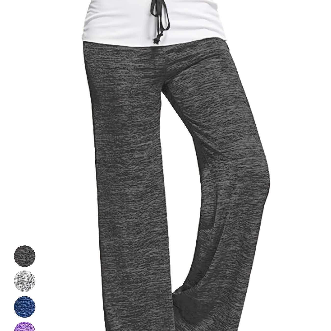 Women's Quick-dry Pants - Wide Leg Non-transparent & Casual Pants With Drawstring Waist, Stretchy Trousers For, Casual Attire - Burgundy/color , Clothing, Stylish, , Women