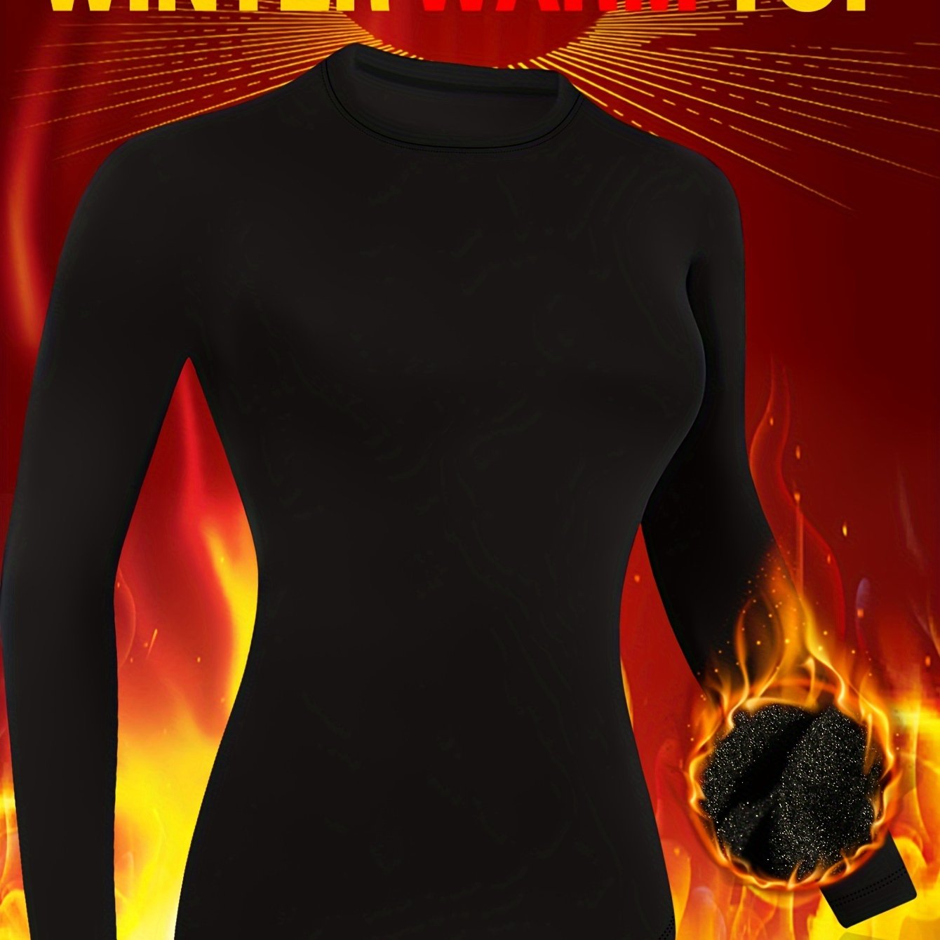 TEMU Lined Thermal Underwear For Fall & , Long Sleeve Neck Top, Women's Underwear & Lingerie