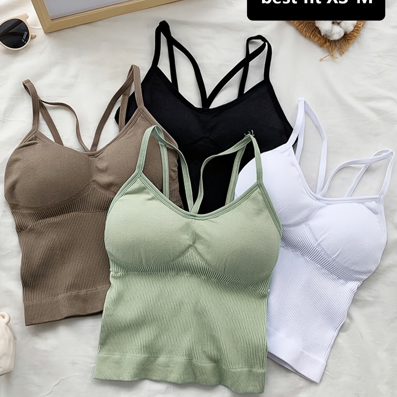 E-shop Damen-Trägertop-Set, 4-teilig, Einheitsgröße (beste Passform XS-M), , mit gepolstertem Balconette-BH, Umhüllungs- trägerlosen Stilen, zum