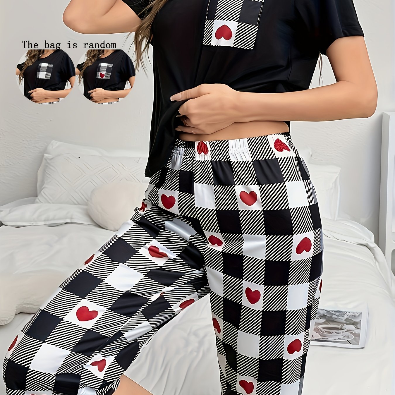 TEMU And Capri Pajama Set, Random Pocket Top
