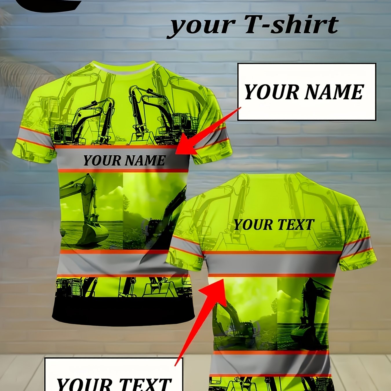TEMU Men's Custom Summer 3d Printed T-shirt, Comfortable Crew Neck Top, Breathable And Quick-drying Fabric, Customized With Personalized Name, Text,