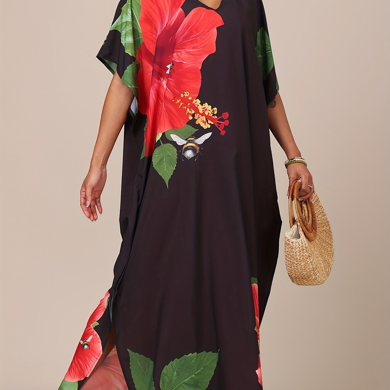 Women's Kaftan Dresses, Colorful Print Caftan, Bathing Suit Cover Ups Beach Dresses