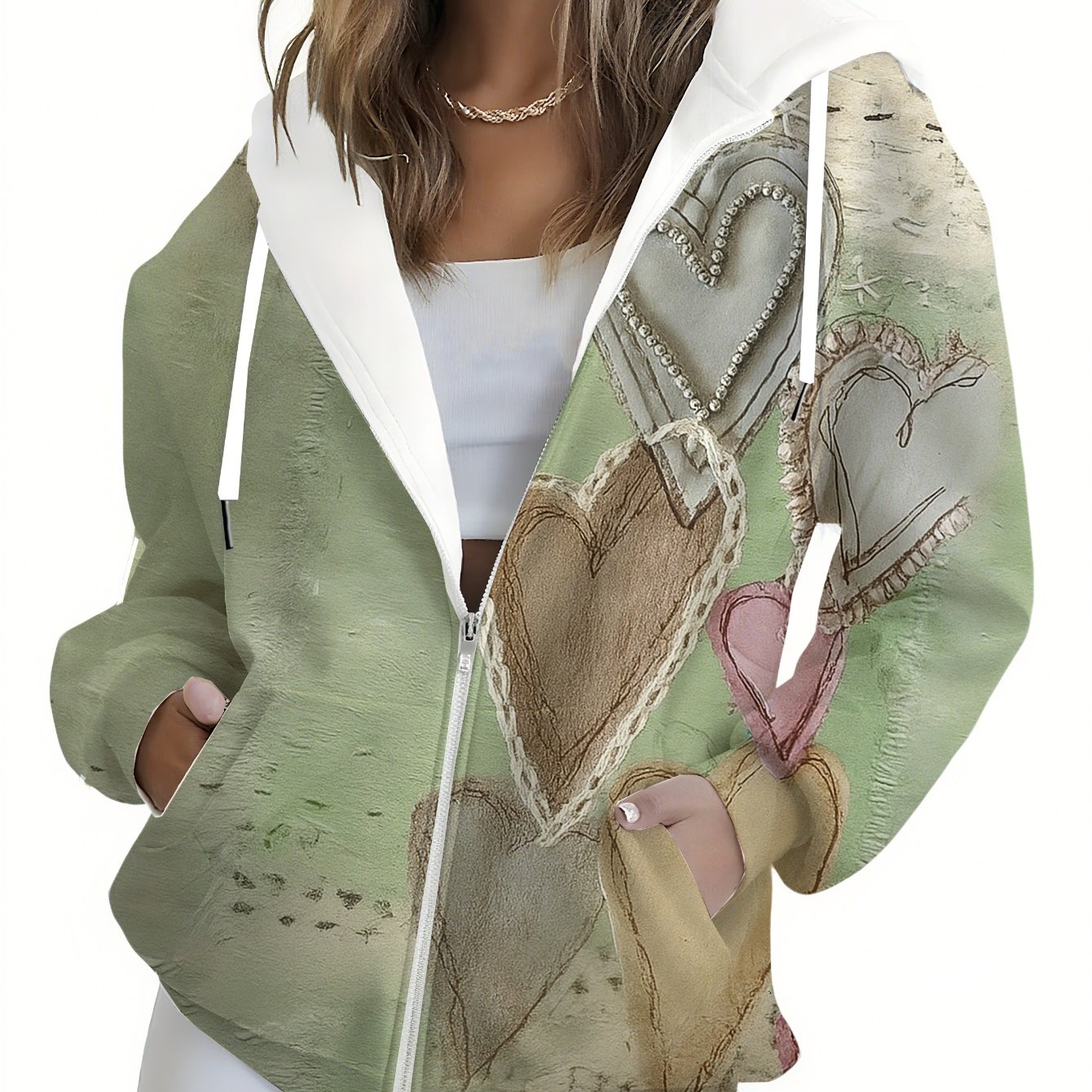 TEMU Fashionable Women's Casual Floral Pattern 3d Printed Zipper Hooded Sweatshirt Autumn And Winter Long Sleeved Jacket Sweatshirt
