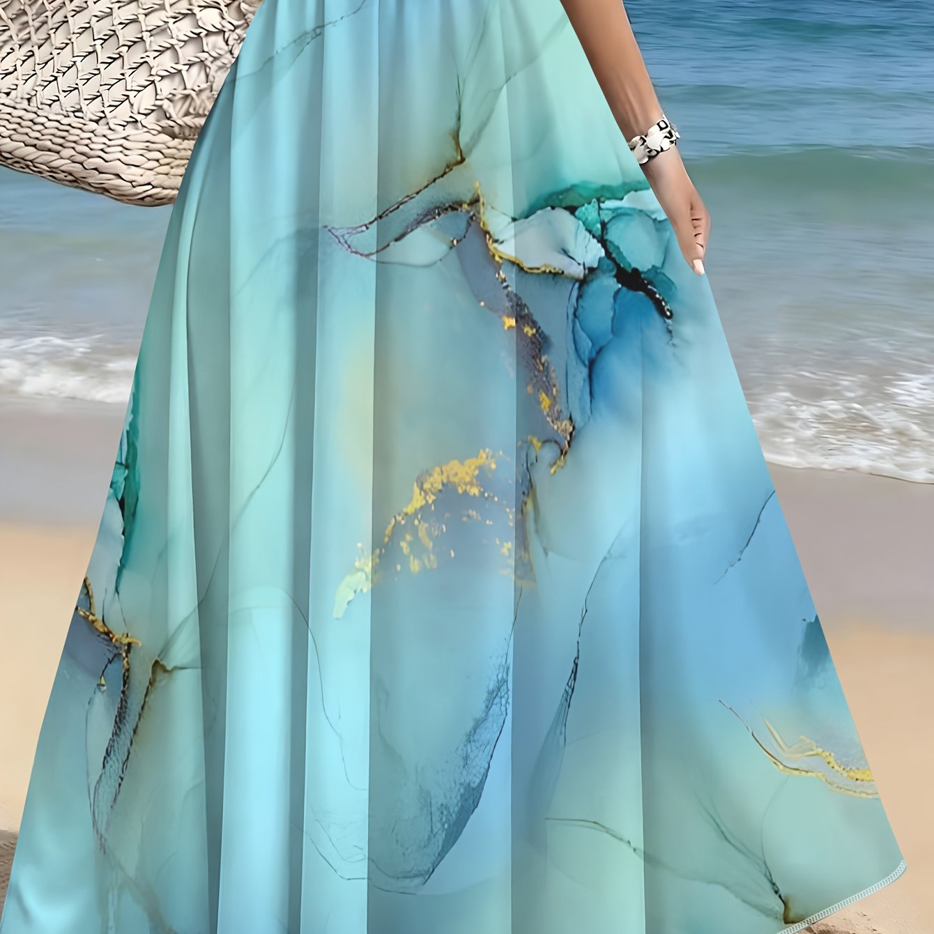 TEMU Ink Landscape Gilded Half Skirt, Summer Casual
