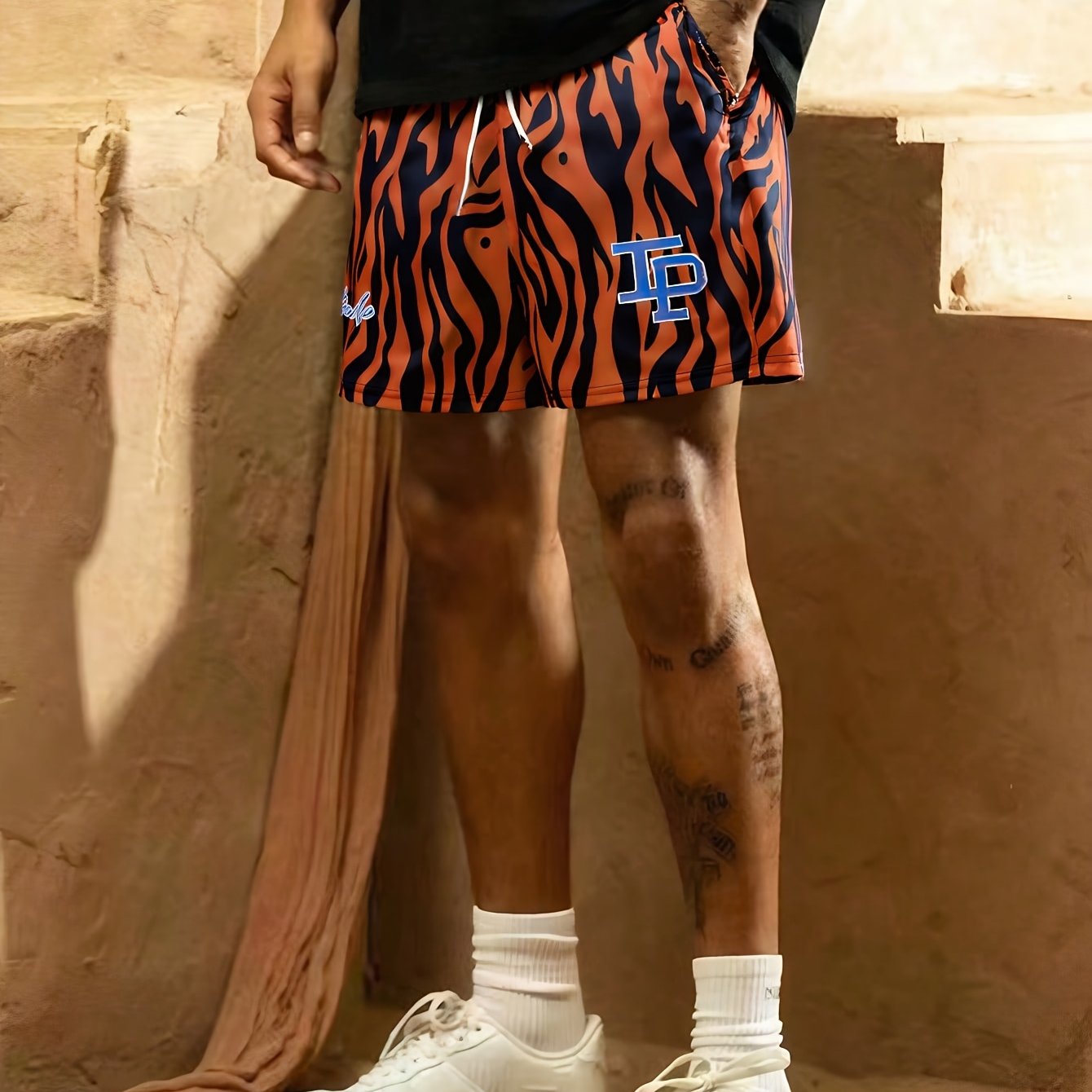 TEMU Men Summer Men's Casual Fit Casual Basketball Shorts With Printed, For Spring And Summer, School Bermuda