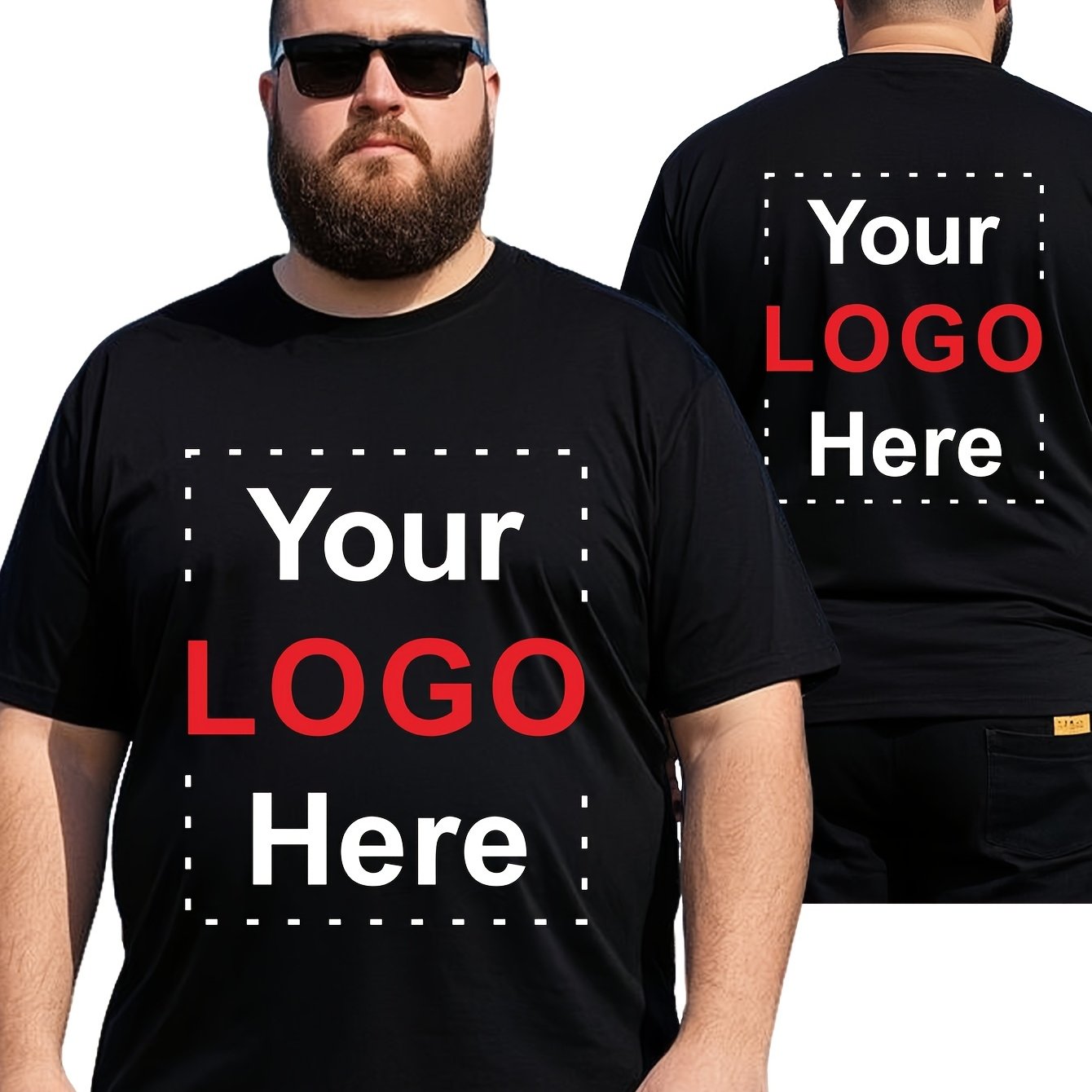 TEMU [Personalizable] Camiseta de Manga Corta para Hombre de Talla Grande - Capa Base, Halloween, /Texto Personalizable para Navidad, Lavable a