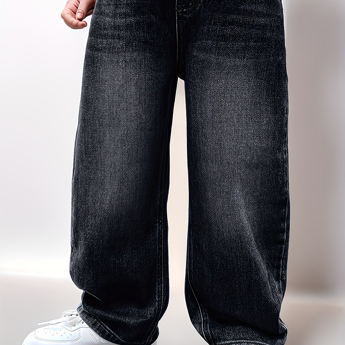 Image of Boys' Denim, Stretch All-match Denim, Boys' Comfortable Cool Loose Trendy Denim, Street Casual Hip-hop Trousers, Daily Casual Long Pants, Trousers, Comfortable With Stretch Waistband