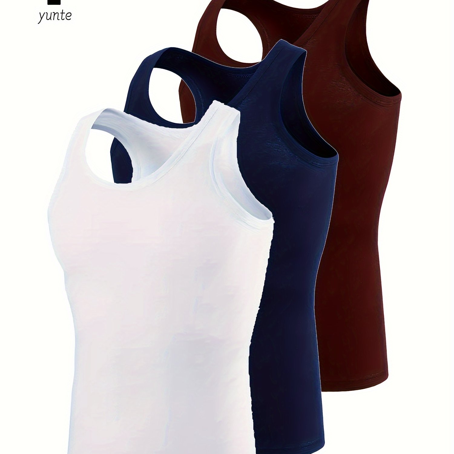 E-shop 3er-Pack Herren Tanktops in 3 Farben: Weiß, Marineblau Dunkelrot. , atmungsaktiv, bequem schnell trocknende Workout- Fitness-Shirts. Lässige