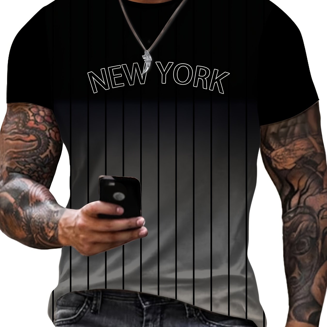 TEMU Men's Short-sleeve T-shirt Featuring A Trendy 3d Print Design, A Style
