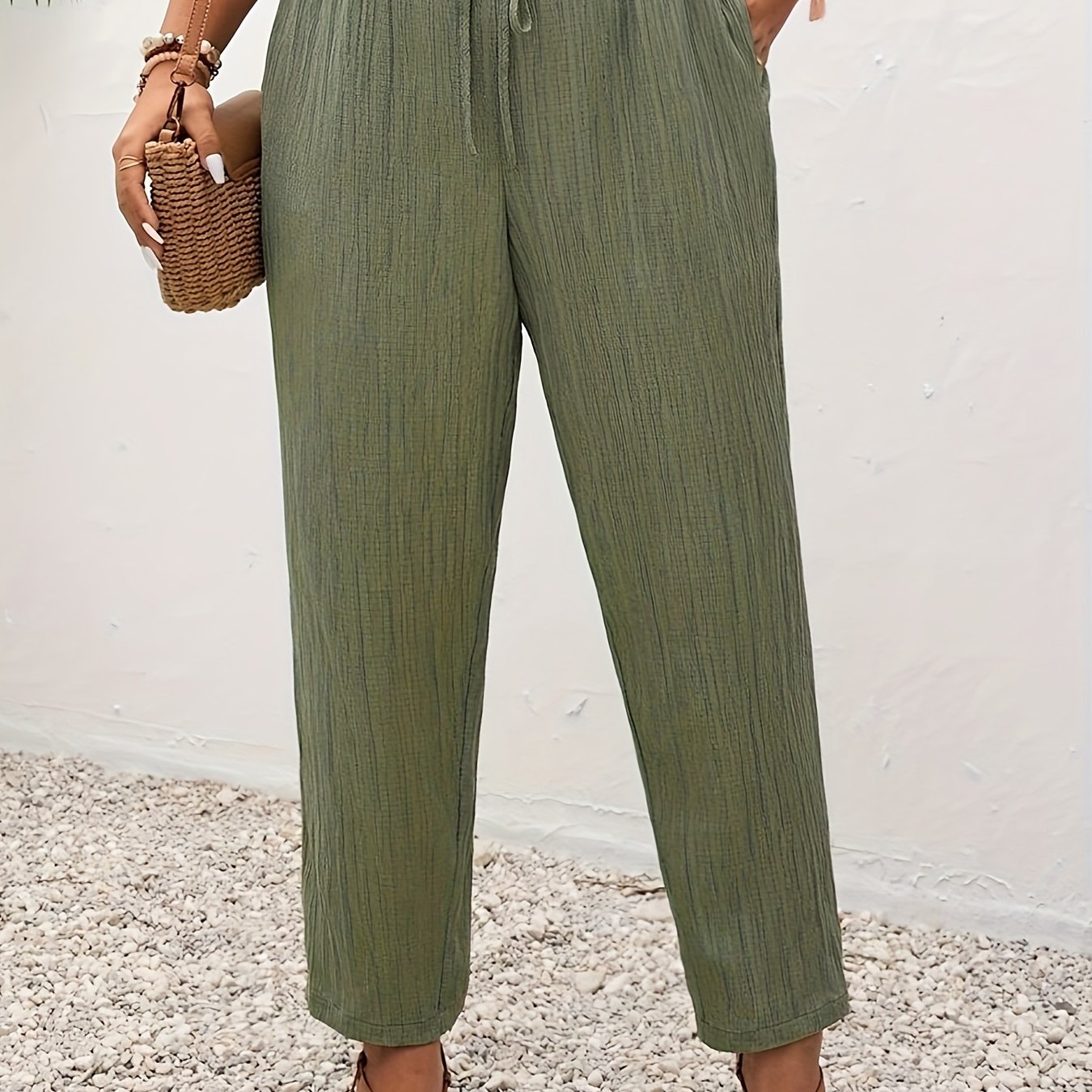 Image of Plus Size, Edition Extends And Fashion, Featuring Slant Pockets, Drawstring Details, And A Comfortable Elastic Waistband. Versatile For Daily Commutes, Are Women's Plus-size Pants