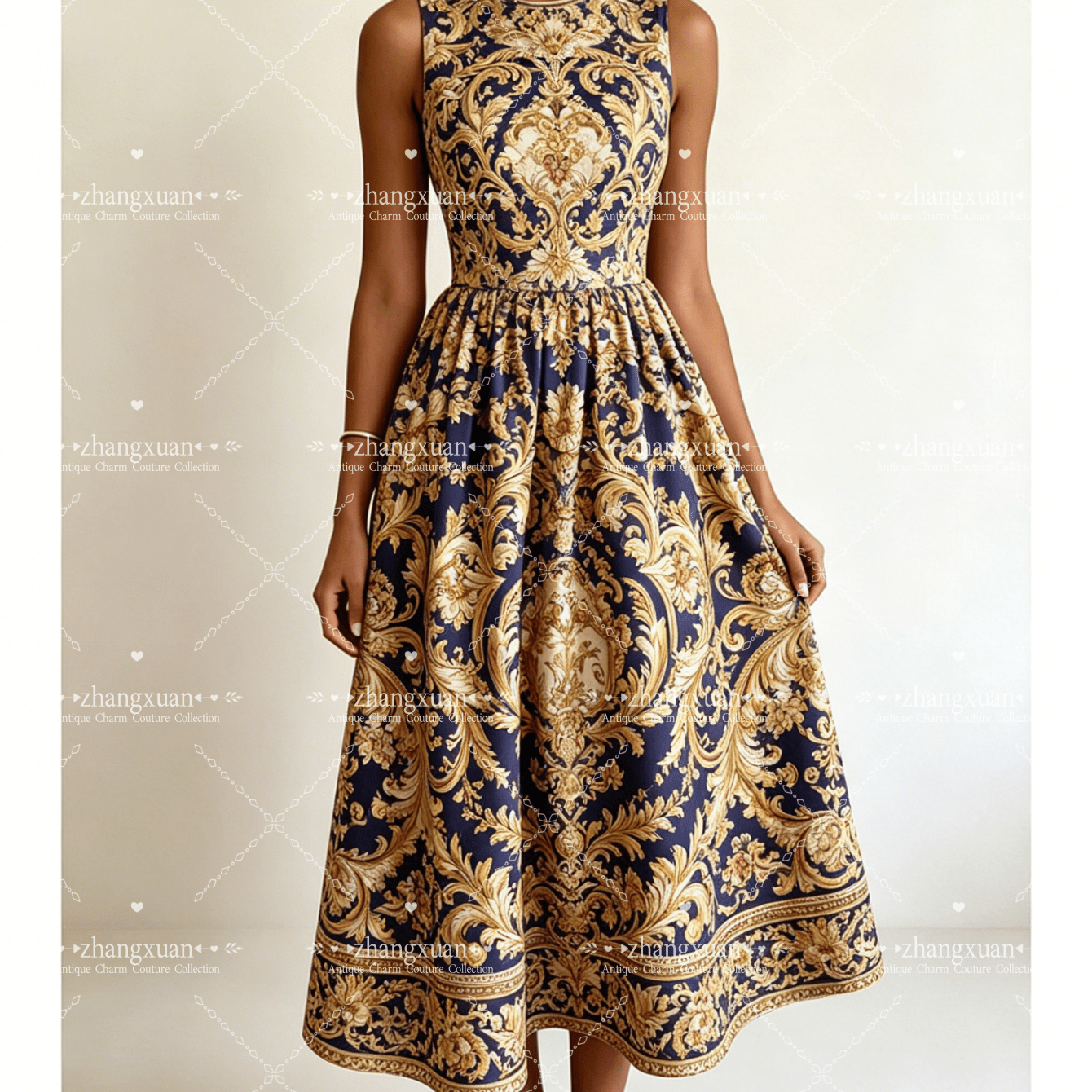 2026 Summer New Women's Sleeveless Dress, Unique High Art Print, High Waist A-line Loose Swing Skirt, Elegant And Elegant, Casual Retro Aesthetics, Suitable For Vacation - Cocktail Party - Daily Wear