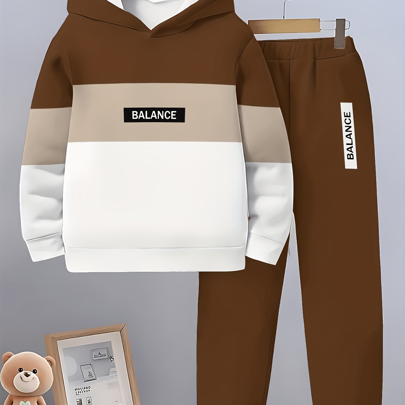 Boys' Printed Casual Hoodie Set For Spring And Autumn, Long Sleeve Sportswear, Boys' Outdoor Hoodie Set, For Outdoor