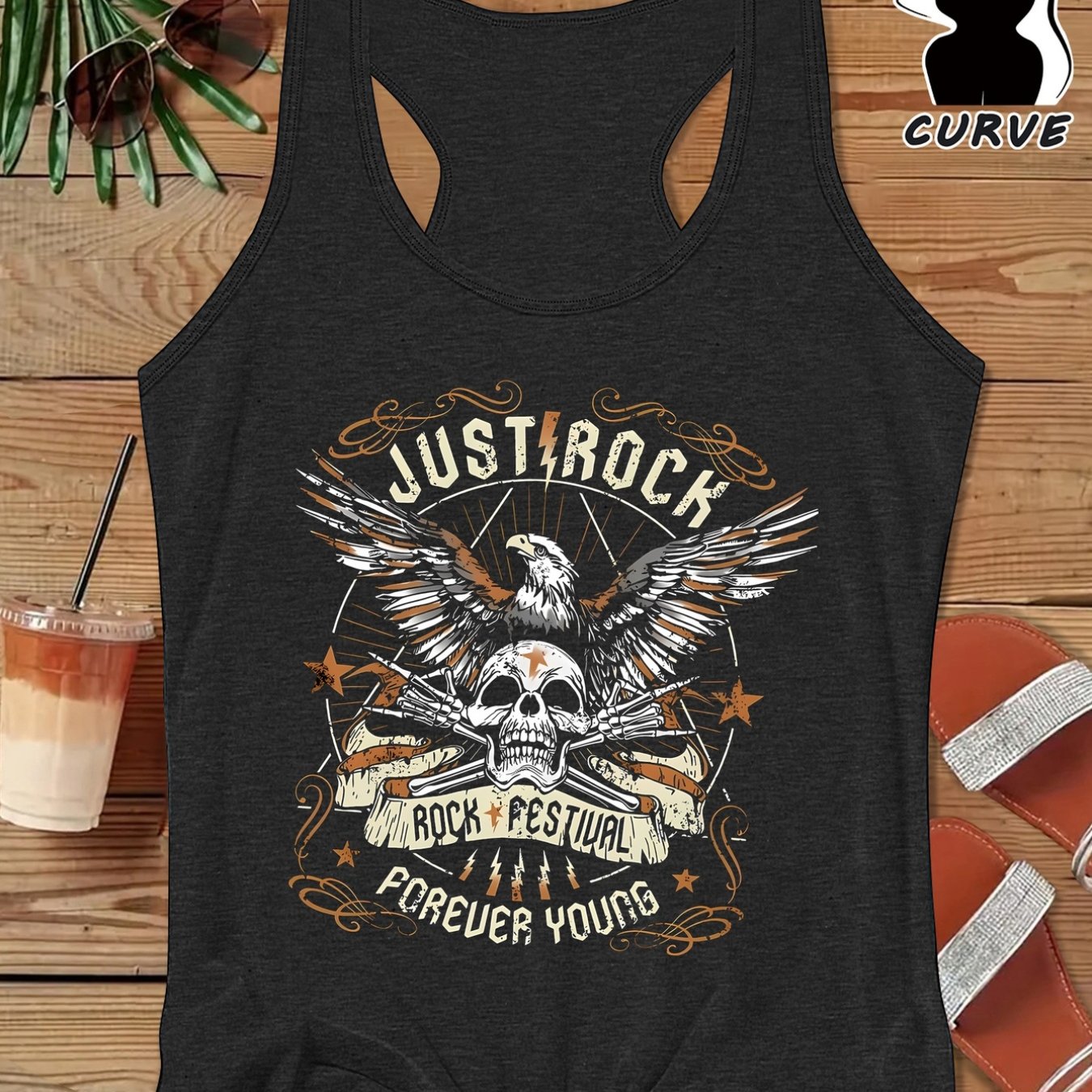 TEMU Plus Size - Plus Size - , Skull Print Stylish Casual Tank Top Pd125