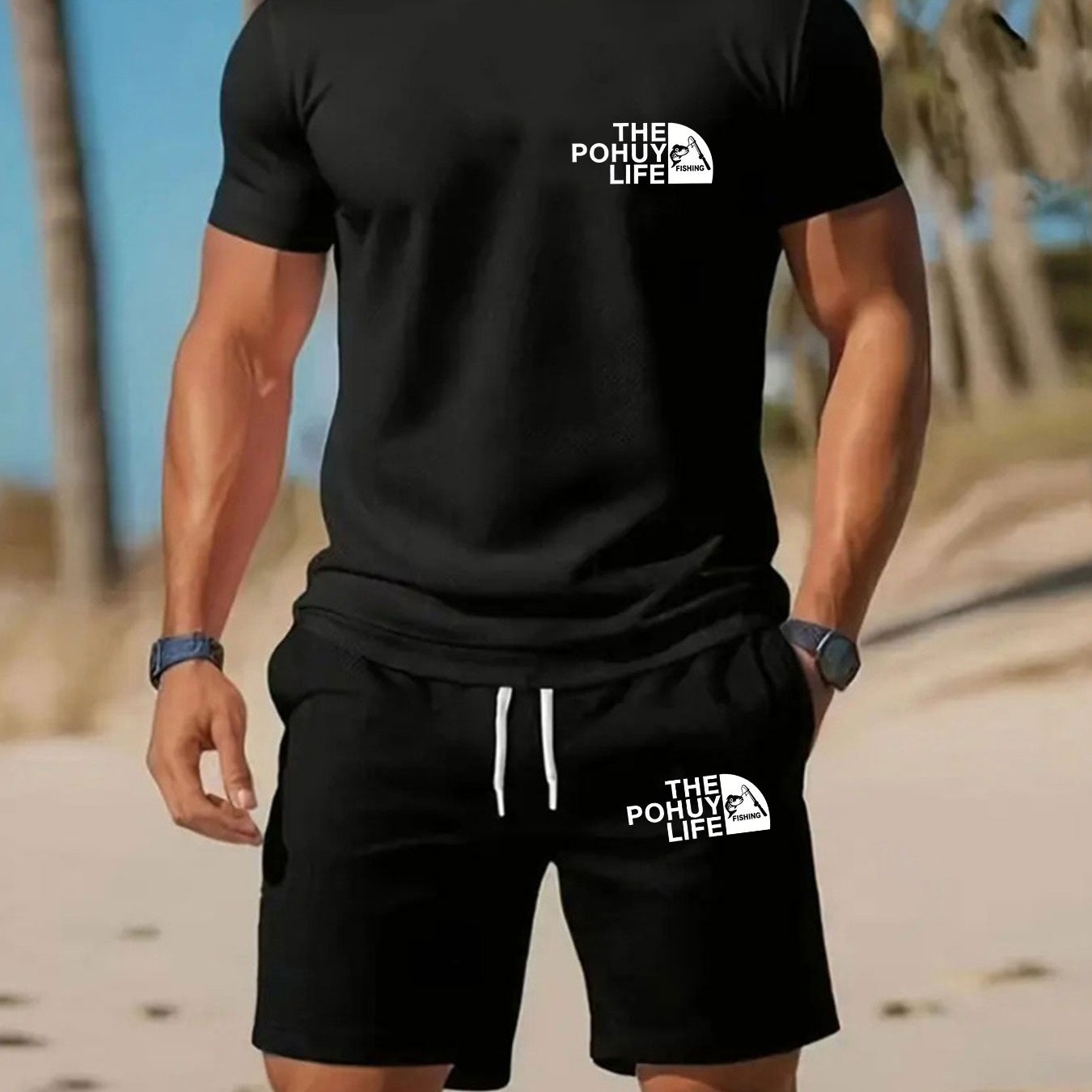 TEMU Men's Summer Breathable T-shirt   Shorts Street Style 2pcs Set