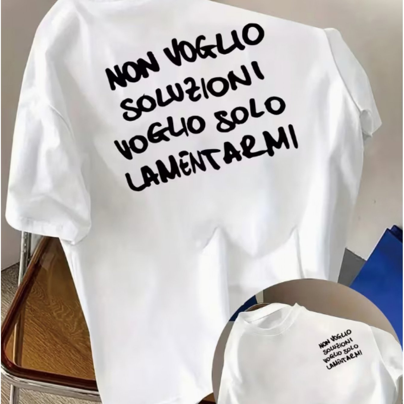 TEMU T-shirt a maniche corte fronte e retro - "Non una soluzione, solo lamentarmi delle stampe " - T-shirt da donna stampata di tendenza /estate,