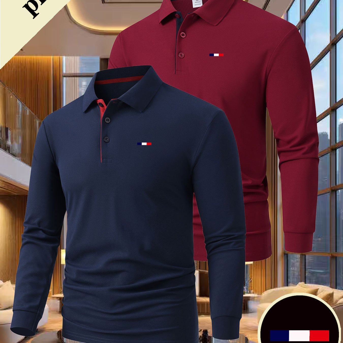 TEMU C8 Two-piece 1616 Men's High-quality Business Casual Shirt, New Long Sleeve, Tailored For Workwear, Made Of Polyester Fiber, Breathable Shirt