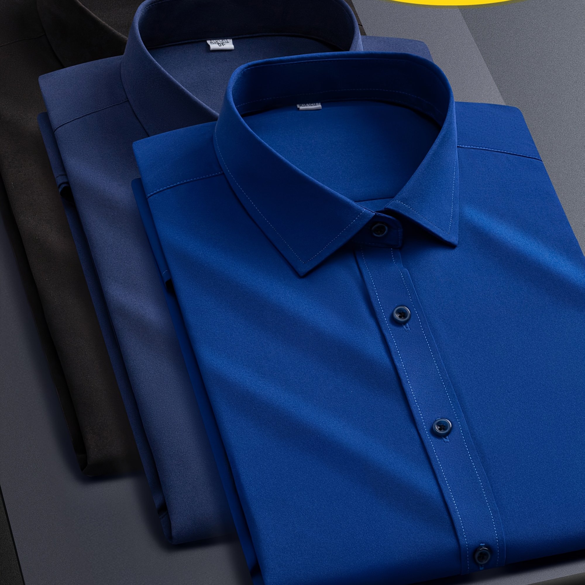 TEMU 3pcs Men's Stretch Long Sleeve Business Casual Dress Shirts