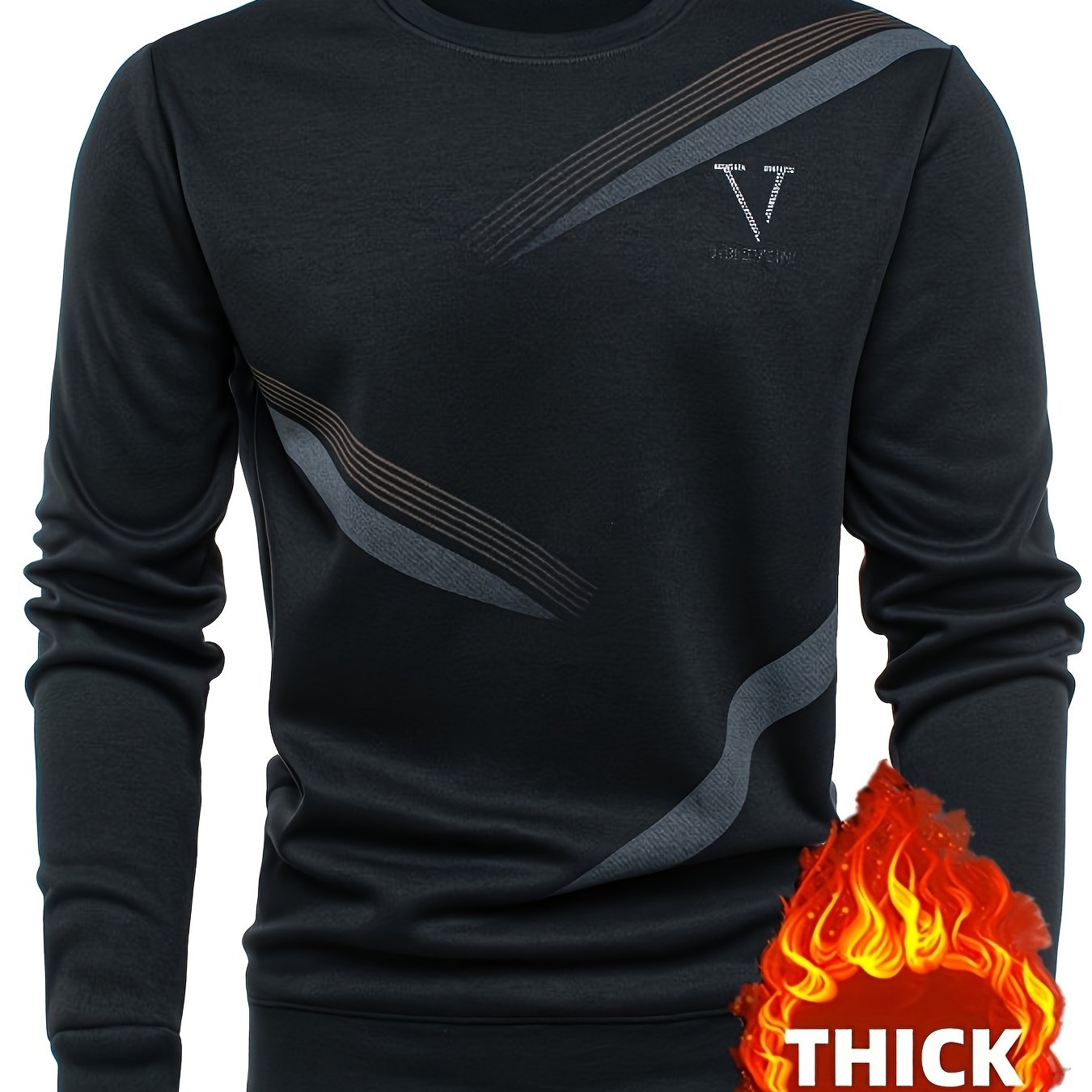 E-shop Neuer Herbst/Winter Herren-Sweatshirt, gefüttert verdickt, Langarm mit Rundhalsausschnitt, modischer vielseitiger warmer Pullover mit englischer