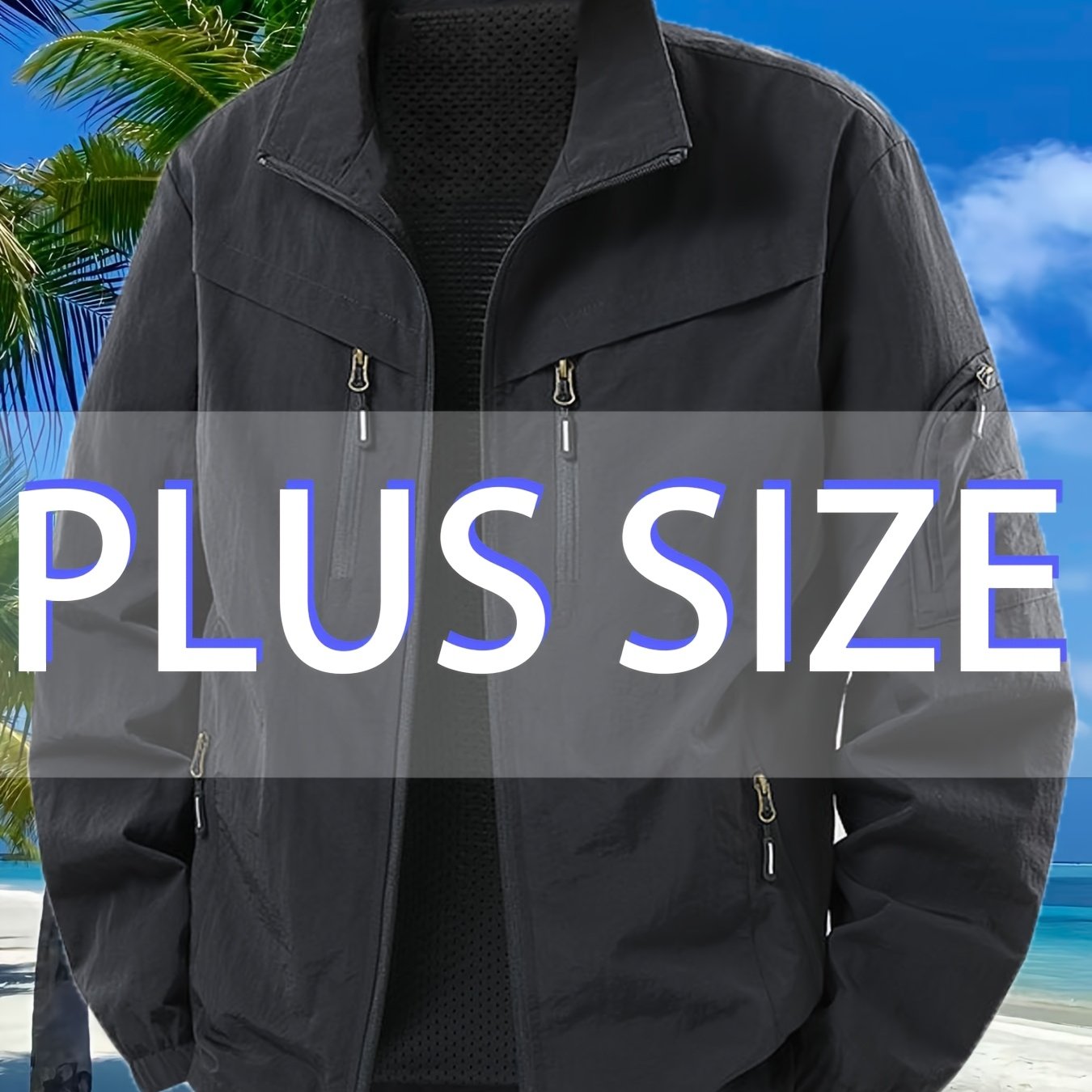 TEMU Plus Size Men's Extra Wide Jacket, Lightweight Lapel Jacket For Outdoor And Travel, Casual Loose Fit Jacket For Spring And Autumn, Plus Size