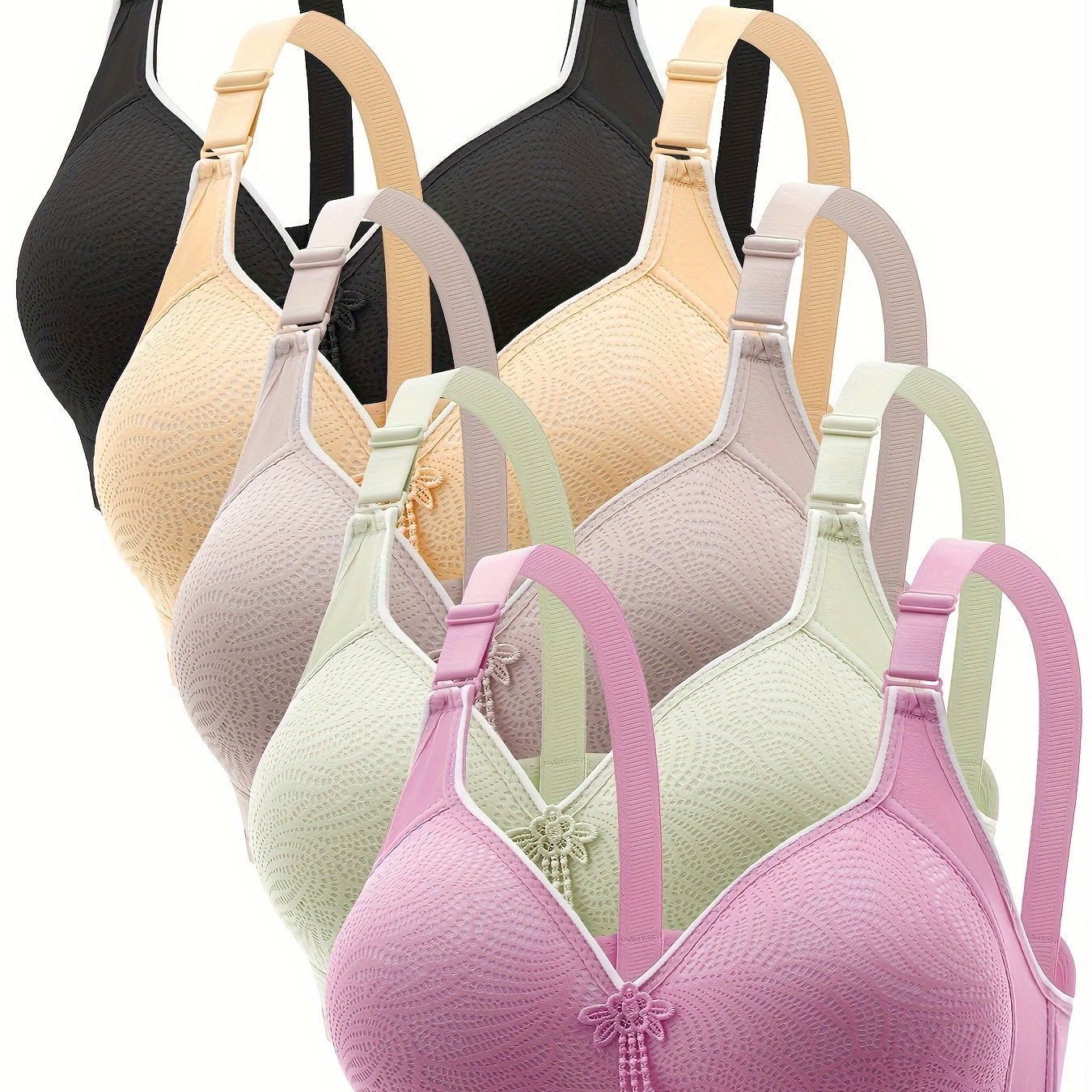 TEMU 5pcs Tassel Decor Wireless Bra, Sexy Comfy Push Up Bra, Women's Lingerie & Underwear