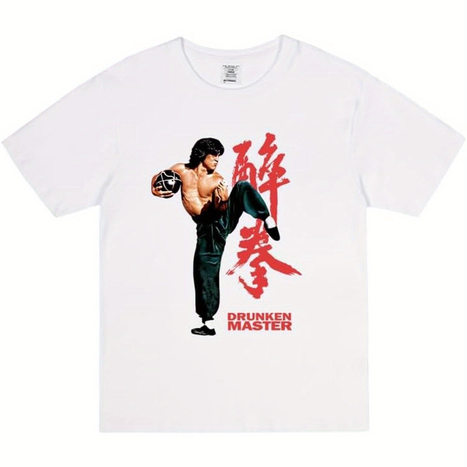 TEMU メンズ レトロ香港スター グラフィックTシャツ - 通気性コットン、半袖、ゆったりフィット、「ザ・マスター」プリント付き夏カジュアルウェア