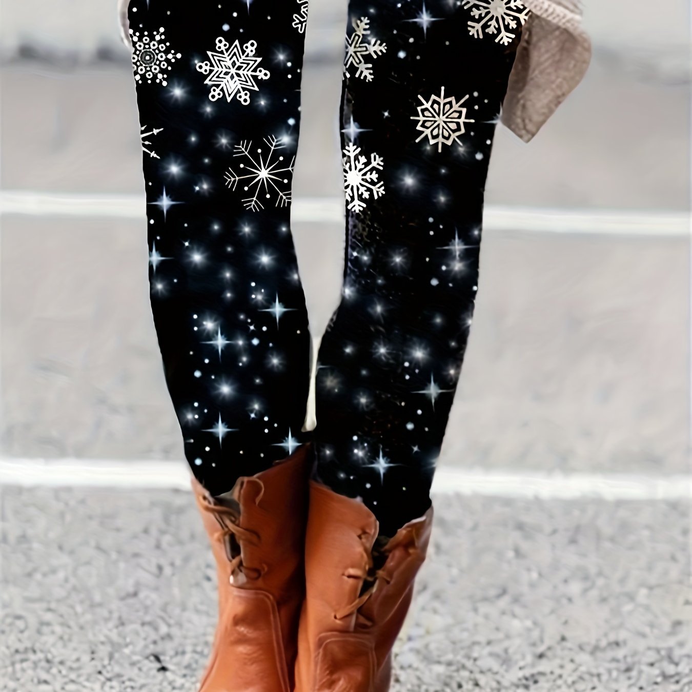 TEMU クリスマス 雪の結晶 レギンス