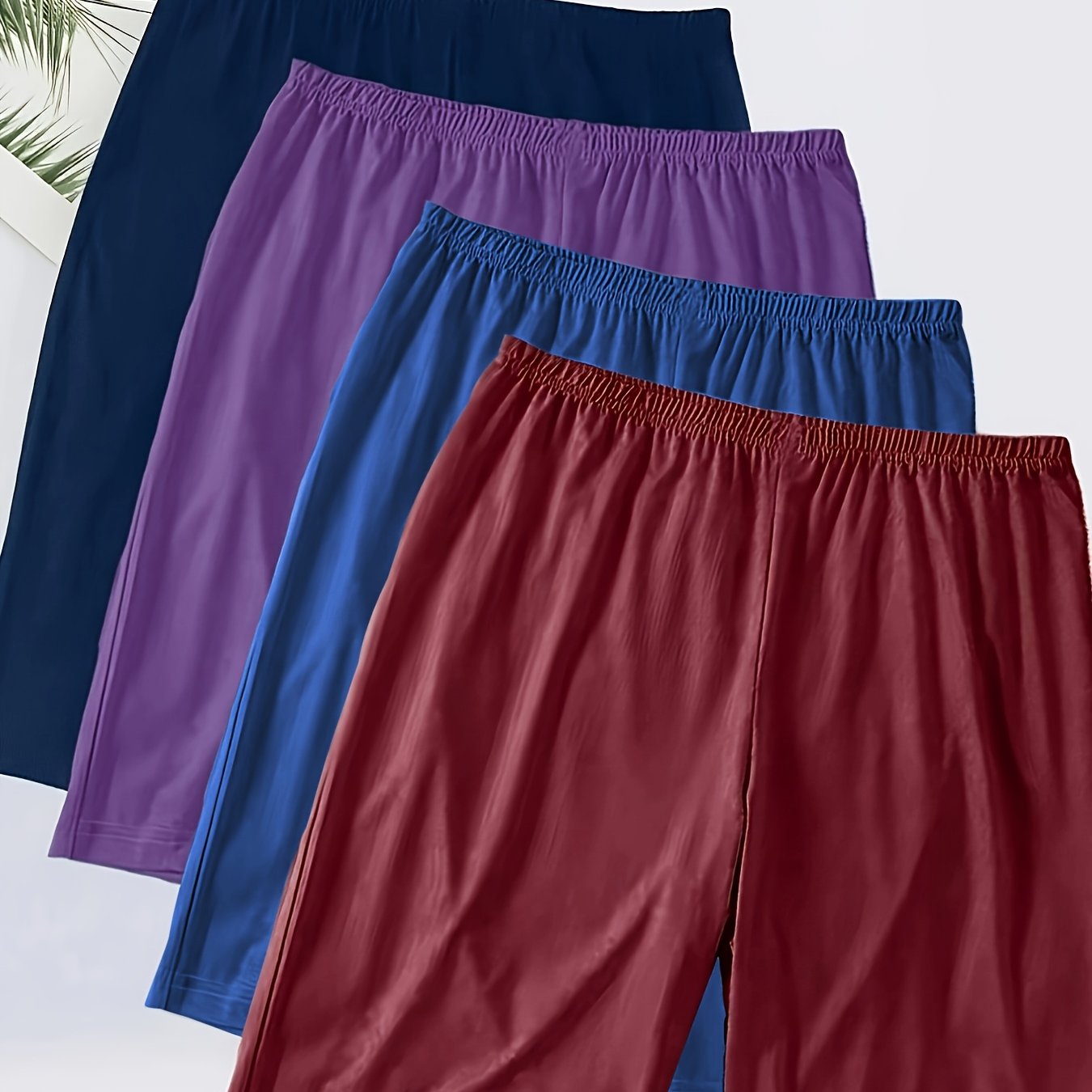 TEMU Plus Size 4pcs Elastic Casual Pants Sleep Pants Shorts