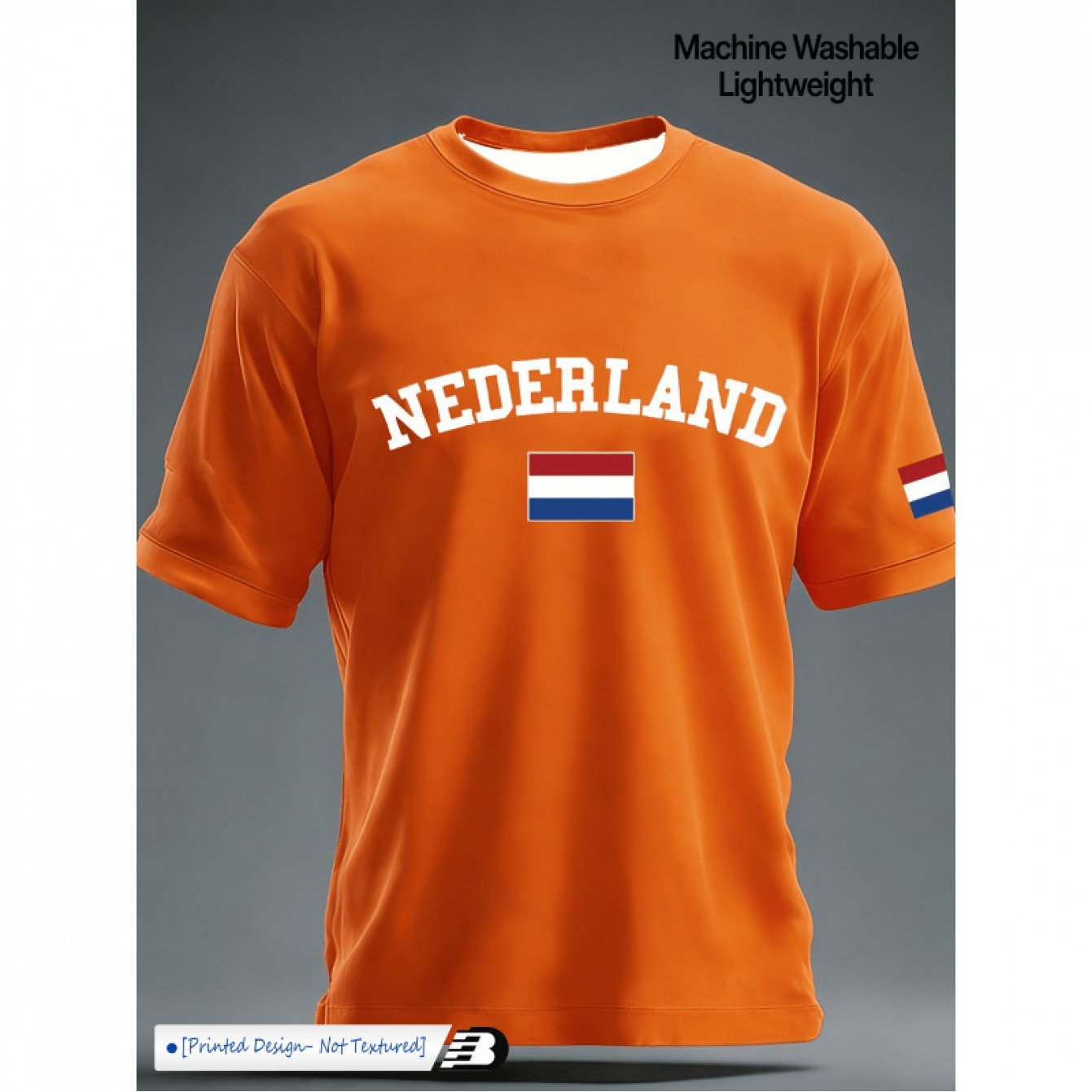 TEMU Vlag Oranje Heren T-Shirt Koningsdag Fan Herdenkingsstijl Losse Casual Korte Mouw [Printed Design - Niet Gestructureerd]