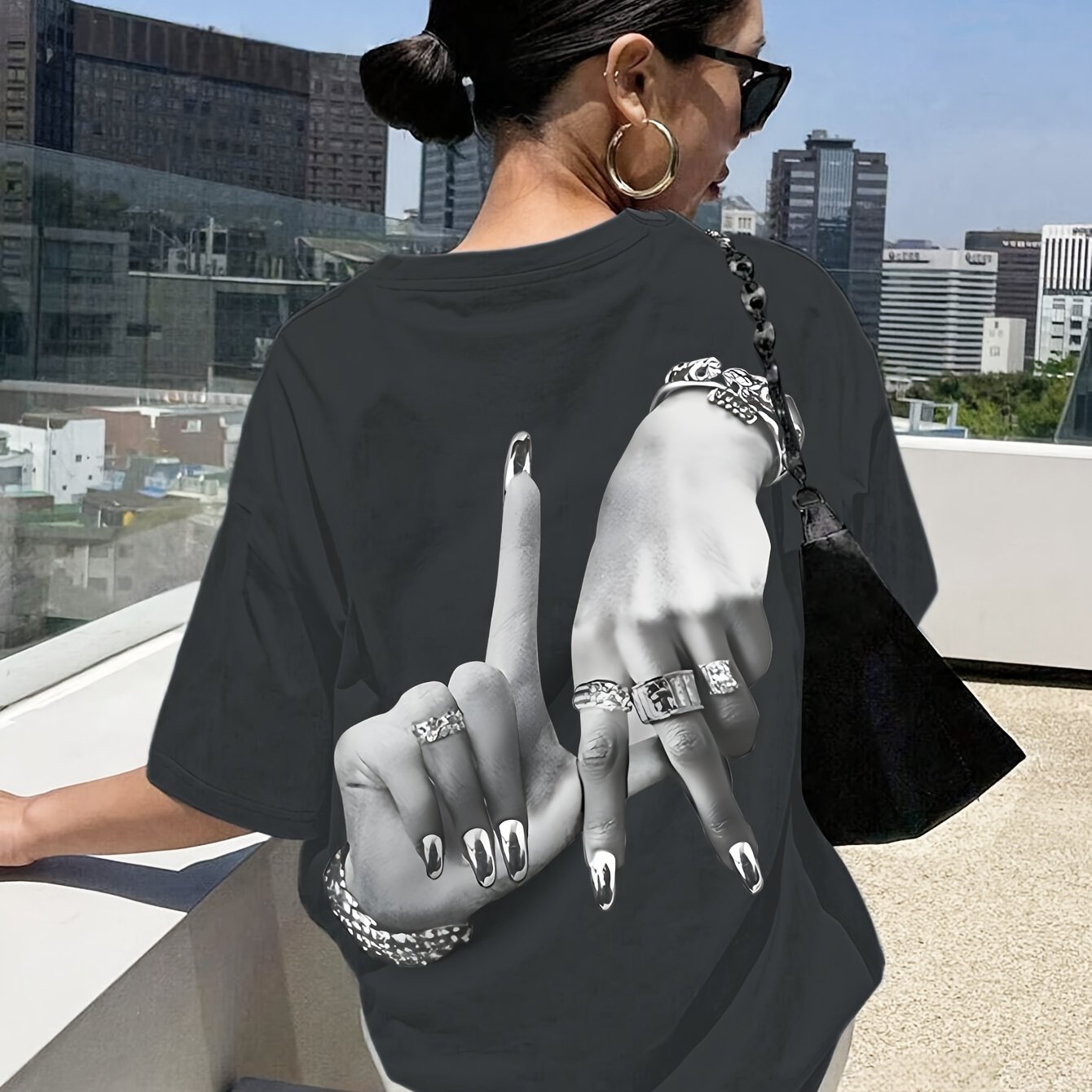 TEMU Graphic Print T-shirt, Short Sleeve Crew Neck Casual Top For Summer And Spring, Women's Clothing