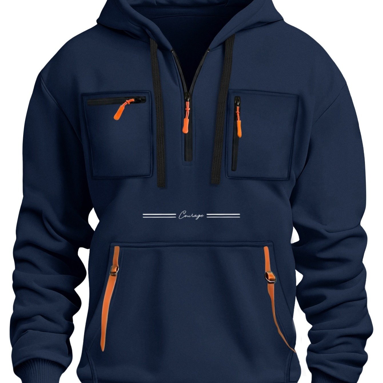 TEMU Sweat à capuche tendance imprimé pour homme, automne/hiver, à manches longues et plusieurs poches pour les sports de Capuche Homme