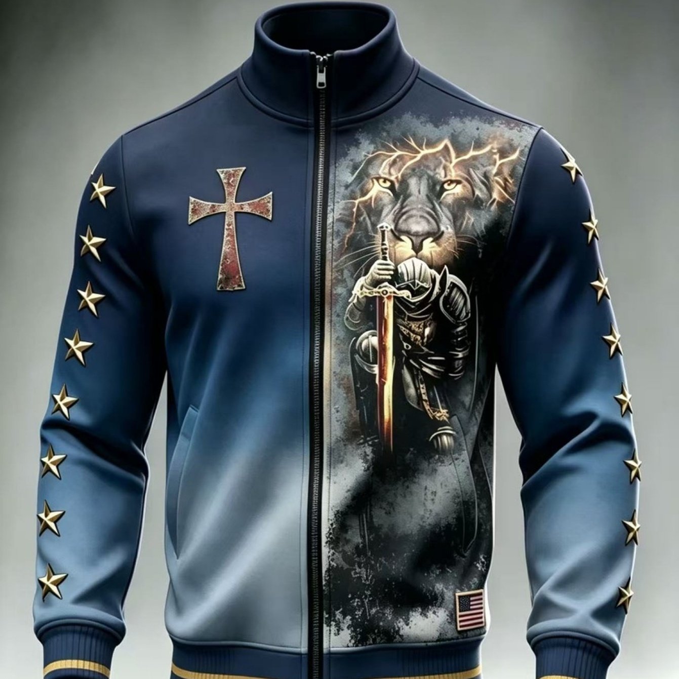 New Arrival Labeled European And American Casual Thin Zip-up Coat, Printed Jacket For Men And Autumn, Versatile Zip Jacket For Daily , Holiday Gift