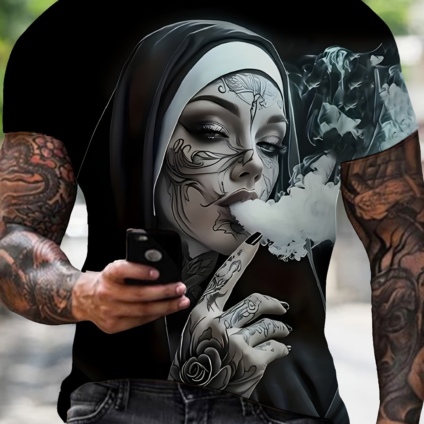 TEMU Men's Casual T-shirt, Trendy , Comfortable Crew Neck Tee, Suitable For Daily Streetwear, , Plus Size
