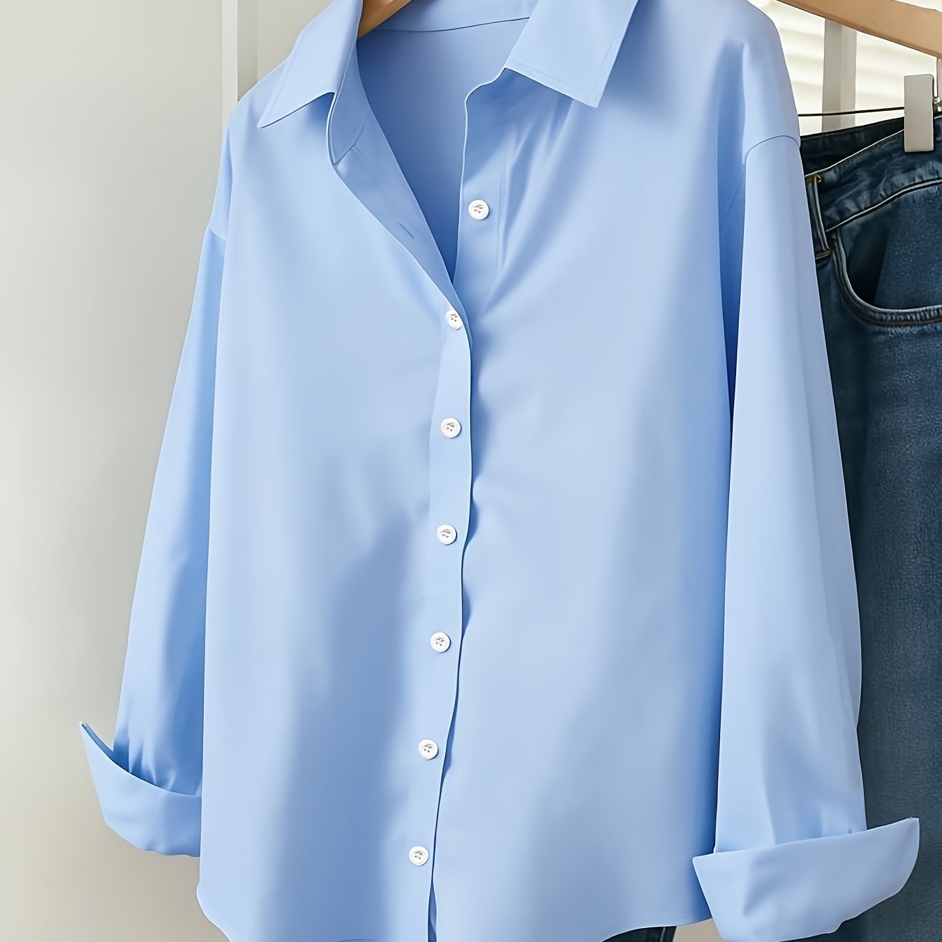 TEMU Plus Size, Plus-size Women' Color Simple Everyday Shirt, Versatile Top For Graduation Season, Dates, And Vacations