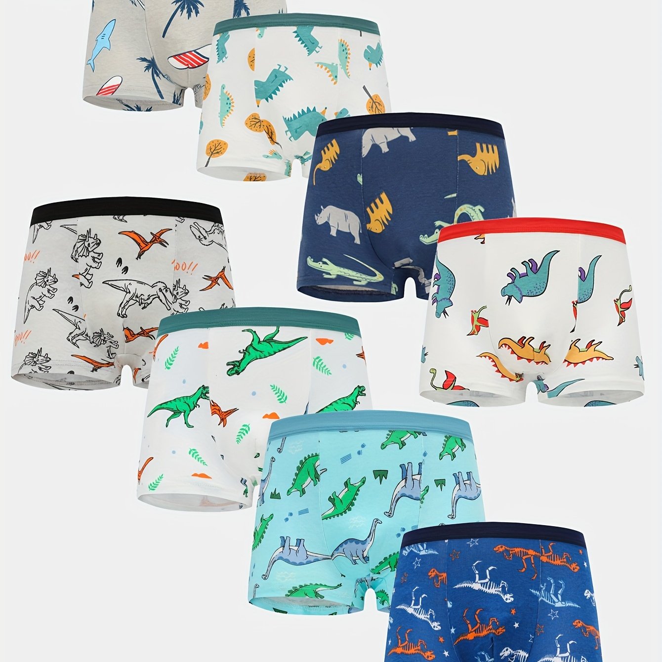 TEMU Set Of 8 Boxer Briefs For Featuring A Soft And Comfortable Dinosaur Design