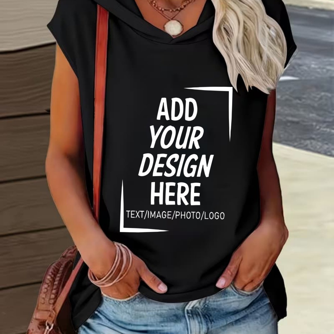TEMU Custom New Summer Thin Single-sided Printed Women's Hooded Tank Top, Loose Casual Slim Y Sleeveless Hoodie