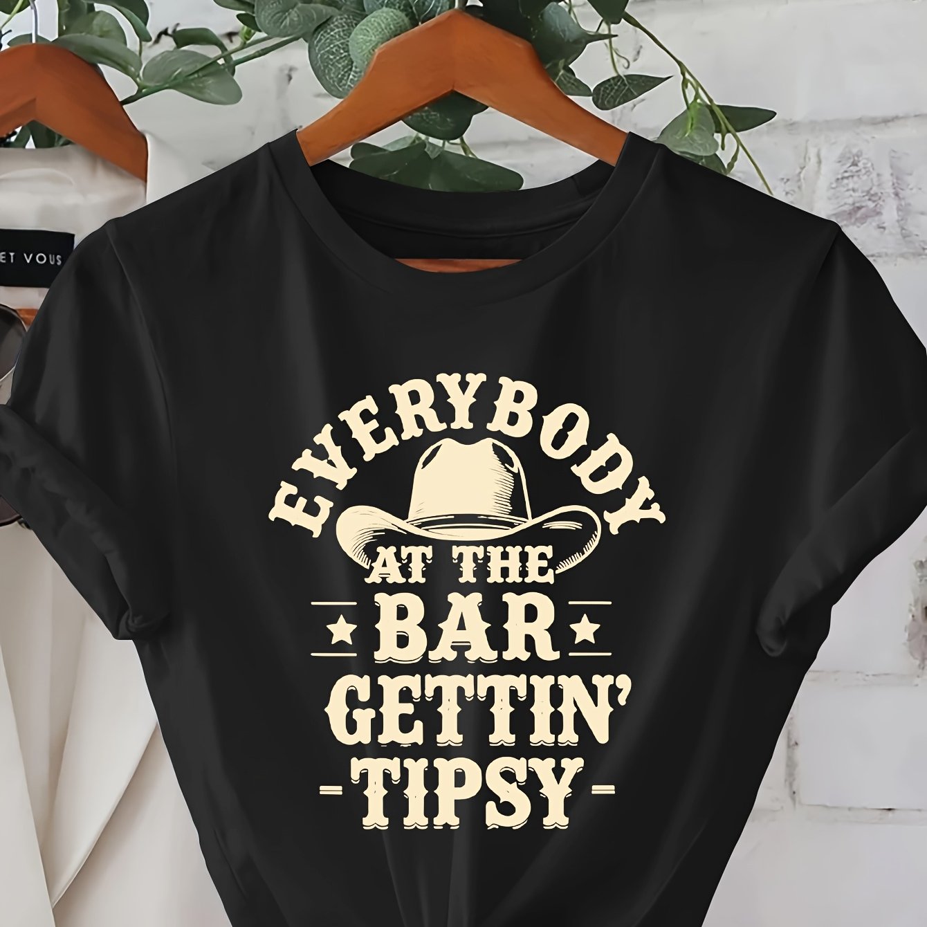 TEMU Plus Size, Women's Plus Size Western Cowgirl Print T-shirt - Short Sleeve Crew Neck Summer Top & Horseshoe, Cactus, & Lettering - Casual Ranch