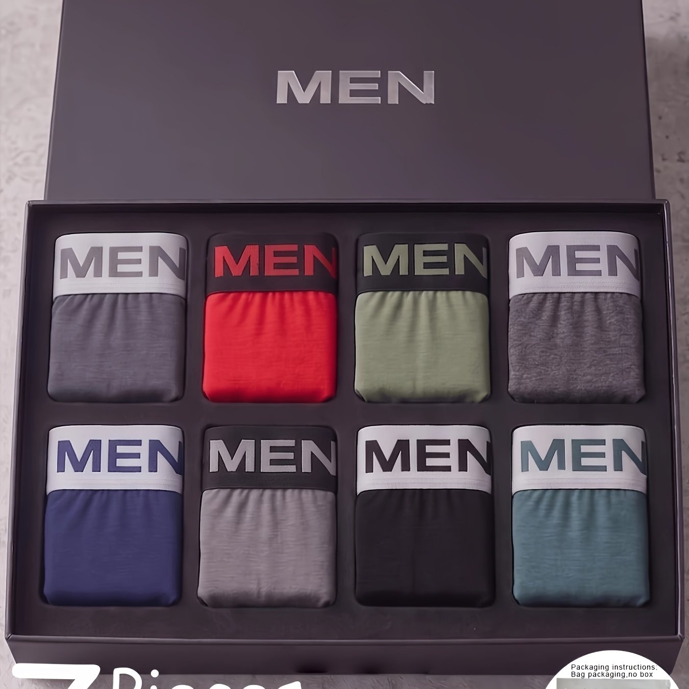 TEMU Lot de 7 pièces assorties aléatoirement [HOMMES] Boxers-culottes pour homme - Confortables, doux et respirants, écologiques, coutures et légers,