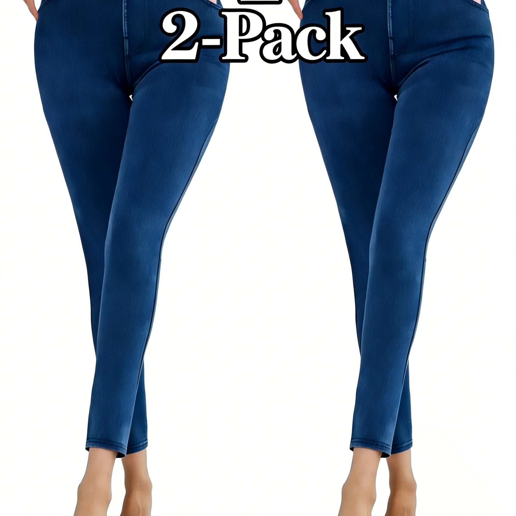 Set Of 2 Women's Stylish And Comfortable Yoga Leggings Featuring An Elastic Waistband And Pockets On Sides