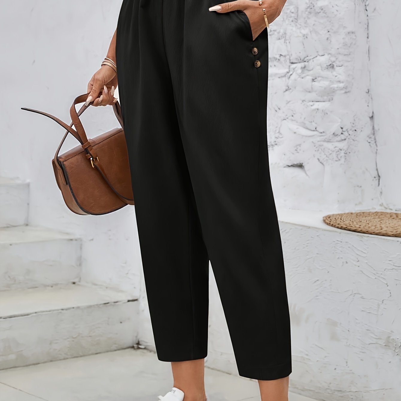 TEMU Women's Casual Tapered Pants Pants Teacher Pants