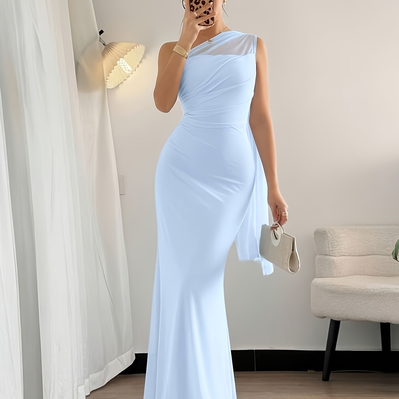 TEMU 2026 Neues, elegantes Kleid im Gentle Style, einärmiges Design mit eingezogenem Fischschwanz-Rock, vielseitig für Partys und Dates