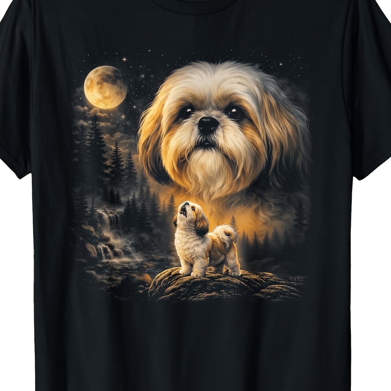 Shih Tzu Dog Graphic T-shirt | Vibrant And Stylish Print, Relaxed Fit, Crew Neck, Suitable For And Casual , Gift For Boyfriend's Father, Ideal For Men And Women