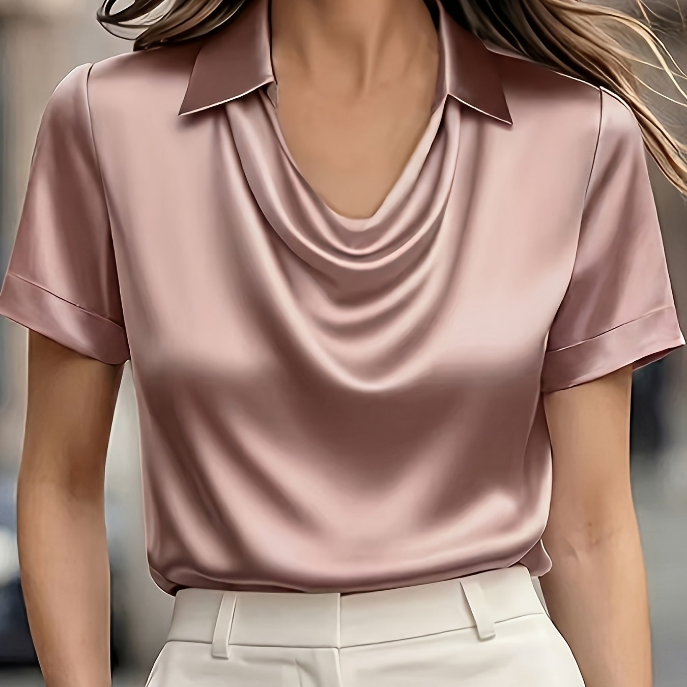TEMU Elegant Temperament Women's Off-shoulder Short Sleeve Blouse Party Business Casual Shirt