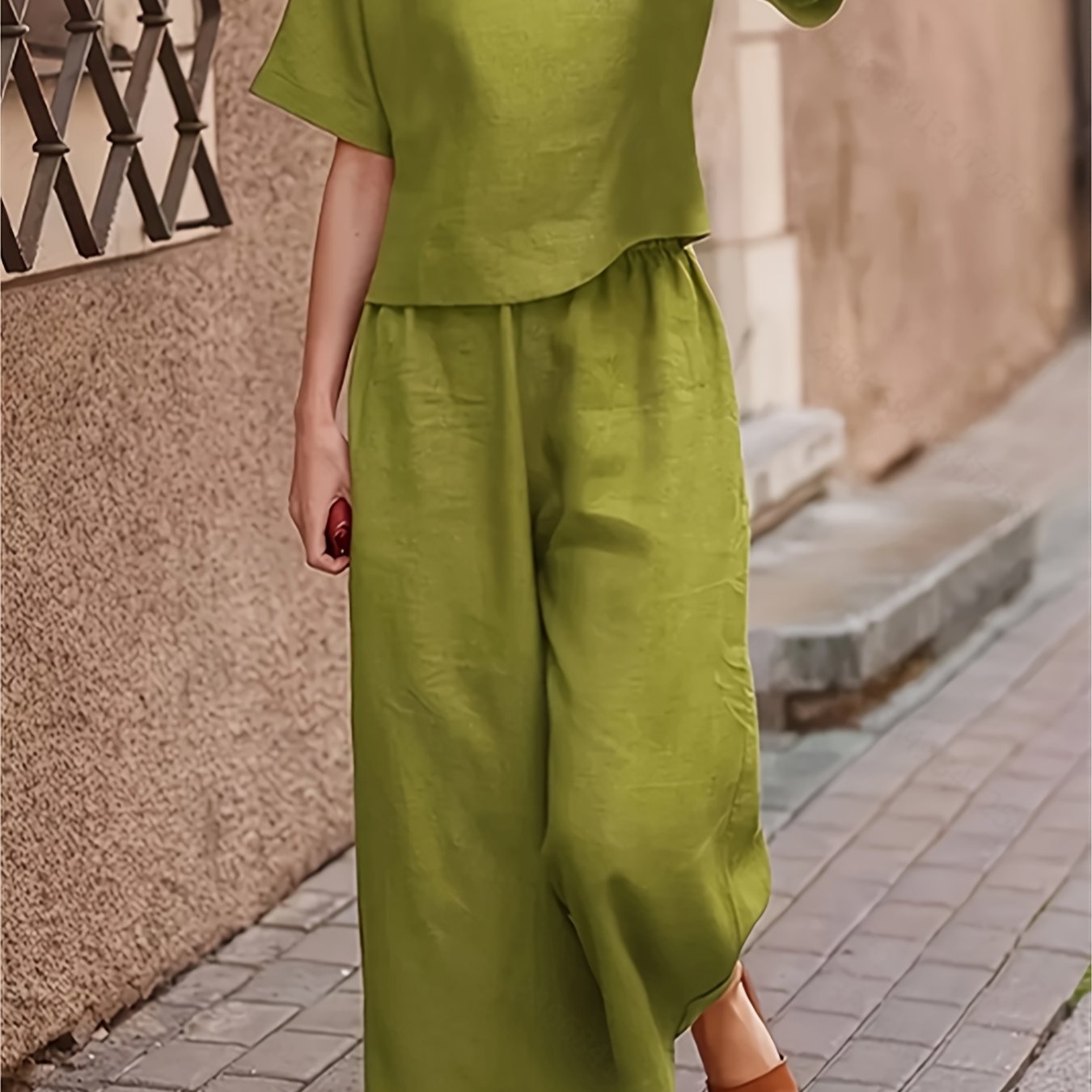 Women's Elegant Navy Wide Leg Pants Tie Waist