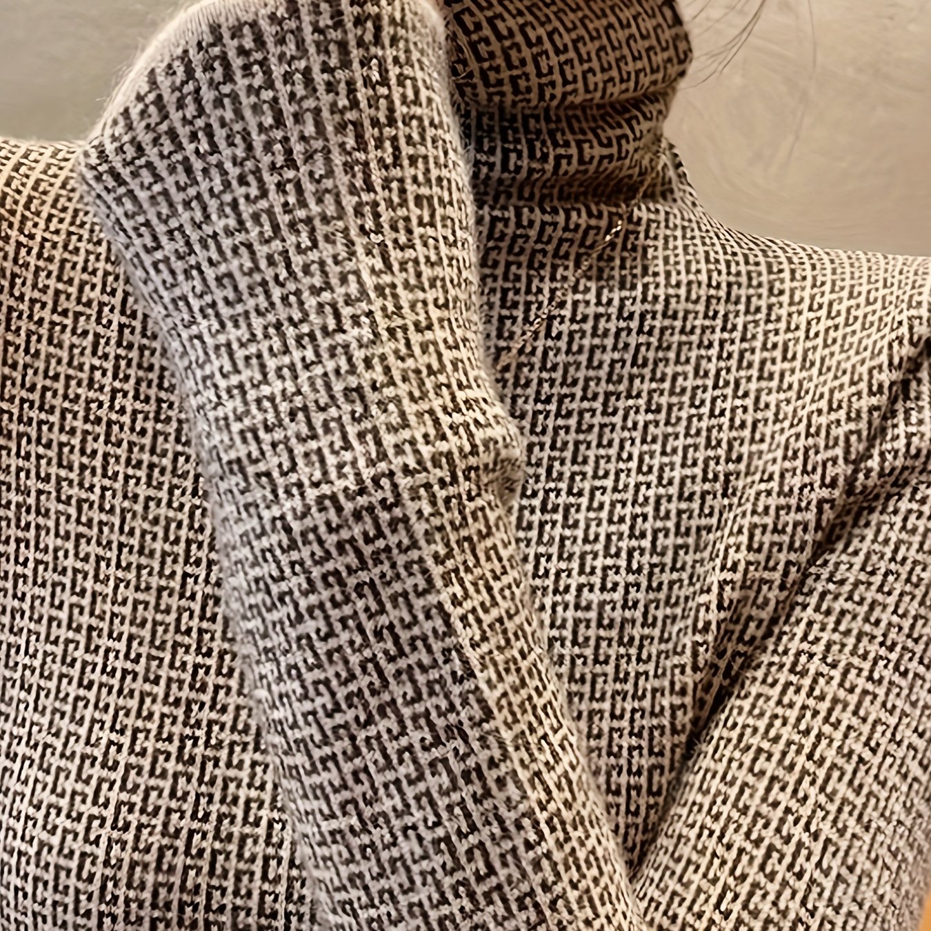 TEMU da Donna con a Motivo Geometrico Borgogna - Pullover ed Elastico per Inverno, Lavabile in Lavatrice, Elegante Casual e Formale, Stile , Moda
